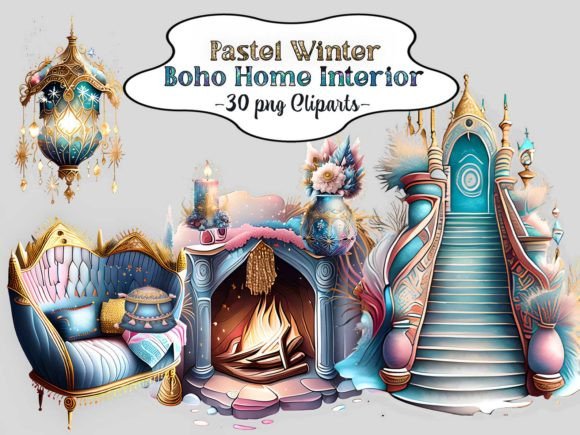 Download Pastel Winter Boho Home Interior Clipart - Home Collection