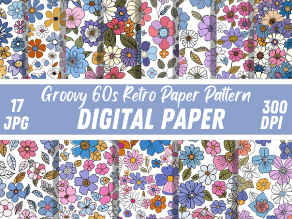 Download Funky Hand Drawn 60s Retro Paper Pattern - Retro Collection