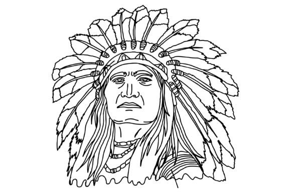 Download Old American Indian Line Art Vector - Indian line art Collection